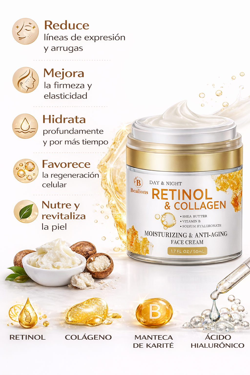 Retinol & Collagen Crema Facial– Hidratante y Antiedad
